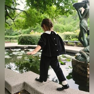 La Petite Anais black velvet pants